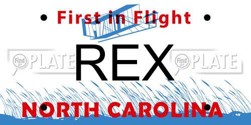 REX North Carolina License Plate