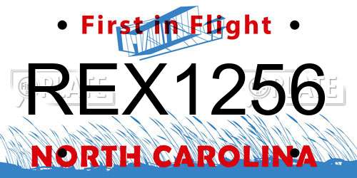 REX1256 North Carolina License Plate