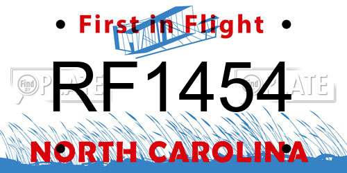 RF1454 North Carolina License Plate