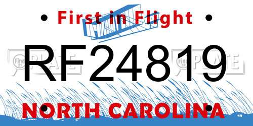 RF24819 North Carolina License Plate