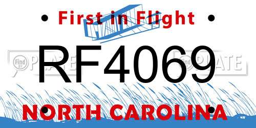 RF4069 North Carolina License Plate
