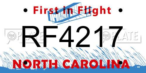 RF4217 North Carolina License Plate