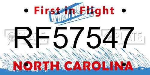 RF57547 North Carolina License Plate