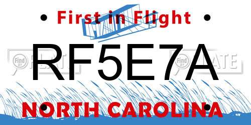 RF5E7A North Carolina License Plate