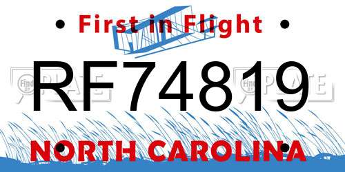 RF74819 North Carolina License Plate