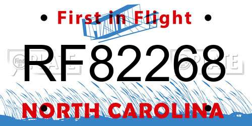 RF82268 North Carolina License Plate