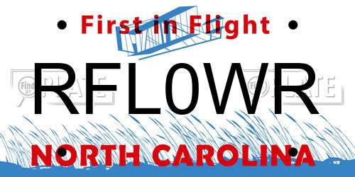 RFL0WR North Carolina License Plate