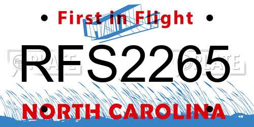 RFS2265 North Carolina License Plate