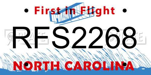 RFS2268 North Carolina License Plate