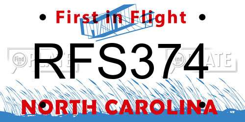 RFS374 North Carolina License Plate