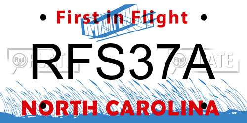 RFS37A North Carolina License Plate