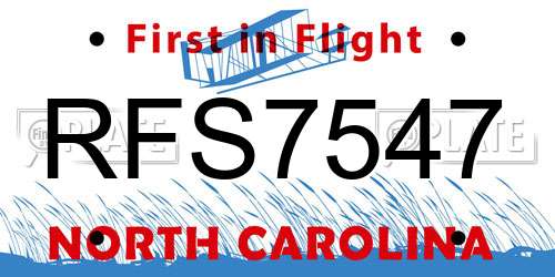 RFS7547 North Carolina License Plate