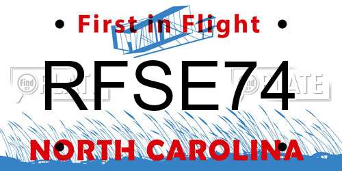 RFSE74 North Carolina License Plate