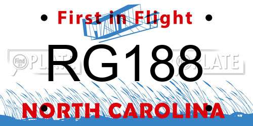 RG188 North Carolina License Plate