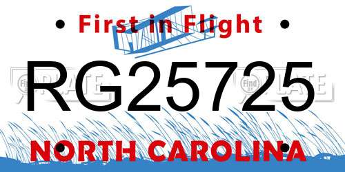 RG25725 North Carolina License Plate