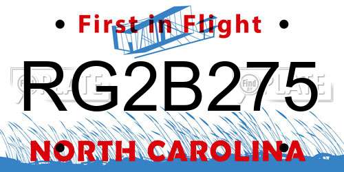 RG2B275 North Carolina License Plate