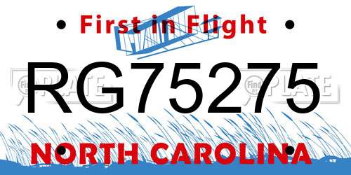 RG75275 North Carolina License Plate