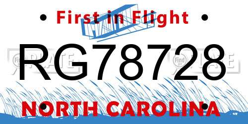 RG78728 North Carolina License Plate
