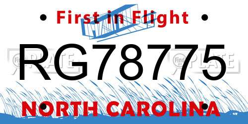 RG78775 North Carolina License Plate