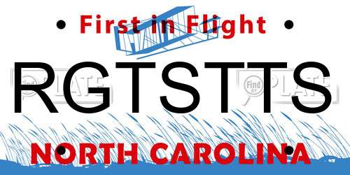RGTSTTS North Carolina License Plate