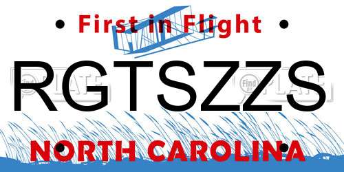 RGTSZZS North Carolina License Plate