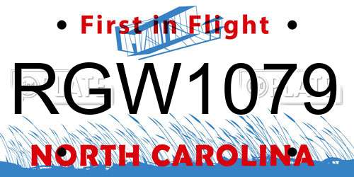 RGW1079 North Carolina License Plate