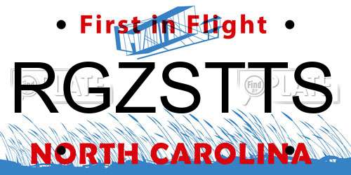 RGZSTTS North Carolina License Plate
