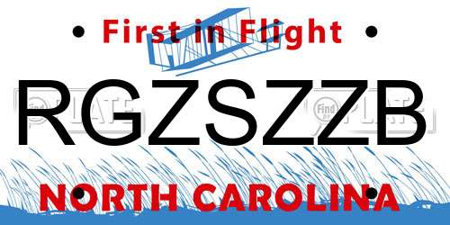 RGZSZZB North Carolina License Plate