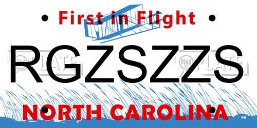 RGZSZZS North Carolina License Plate