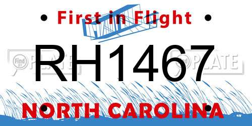 RH1467 North Carolina License Plate
