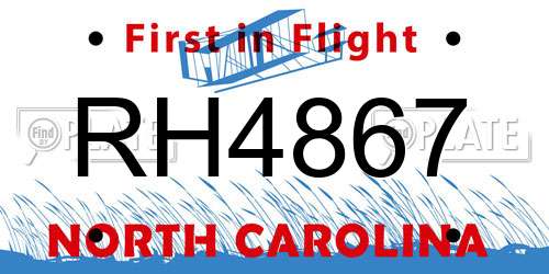 RH4867 North Carolina License Plate