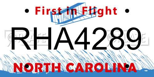 RHA4289 North Carolina License Plate