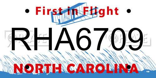 RHA6709 North Carolina License Plate