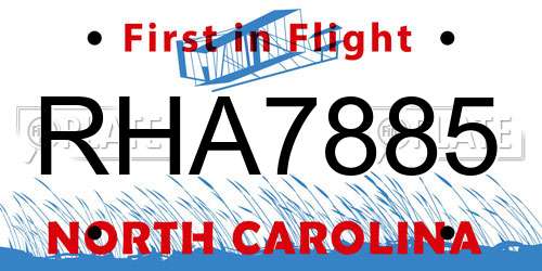 RHA7885 North Carolina License Plate