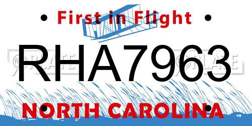 RHA7963 North Carolina License Plate