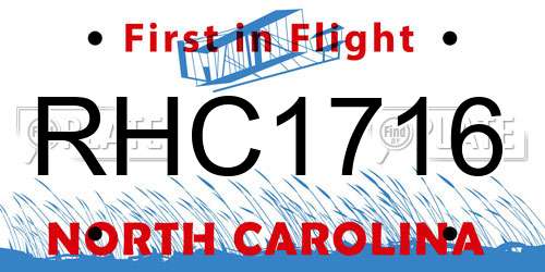 RHC1716 North Carolina License Plate