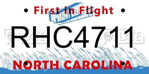 RHC4711 North Carolina License Plate