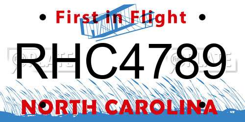 RHC4789 North Carolina License Plate
