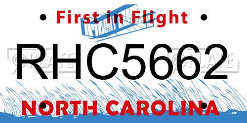 RHC5662 North Carolina License Plate