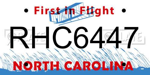 RHC6447 North Carolina License Plate