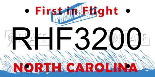 RHF3200 North Carolina License Plate