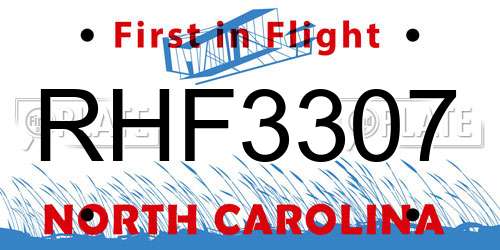 RHF3307 North Carolina License Plate