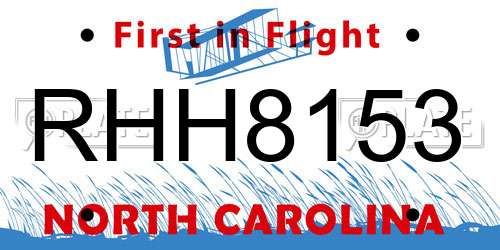 RHH8153 North Carolina License Plate