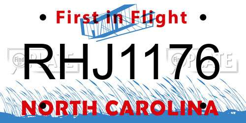 RHJ1176 North Carolina License Plate