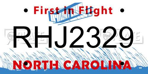 RHJ2329 North Carolina License Plate