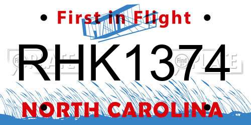 RHK1374 North Carolina License Plate