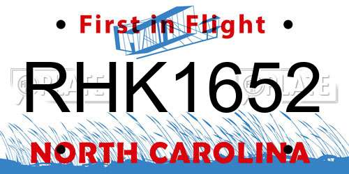 RHK1652 North Carolina License Plate