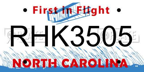 RHK3505 North Carolina License Plate