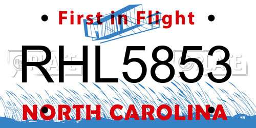 RHL5853 North Carolina License Plate