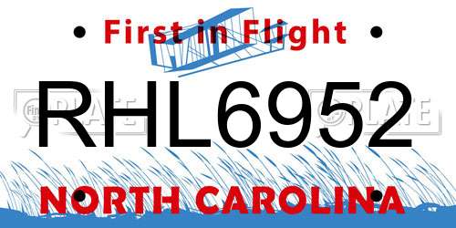 RHL6952 North Carolina License Plate